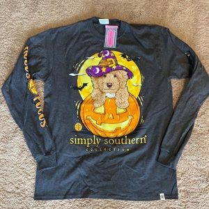 NWT Simply Southern Halloween Golden doodle shirt